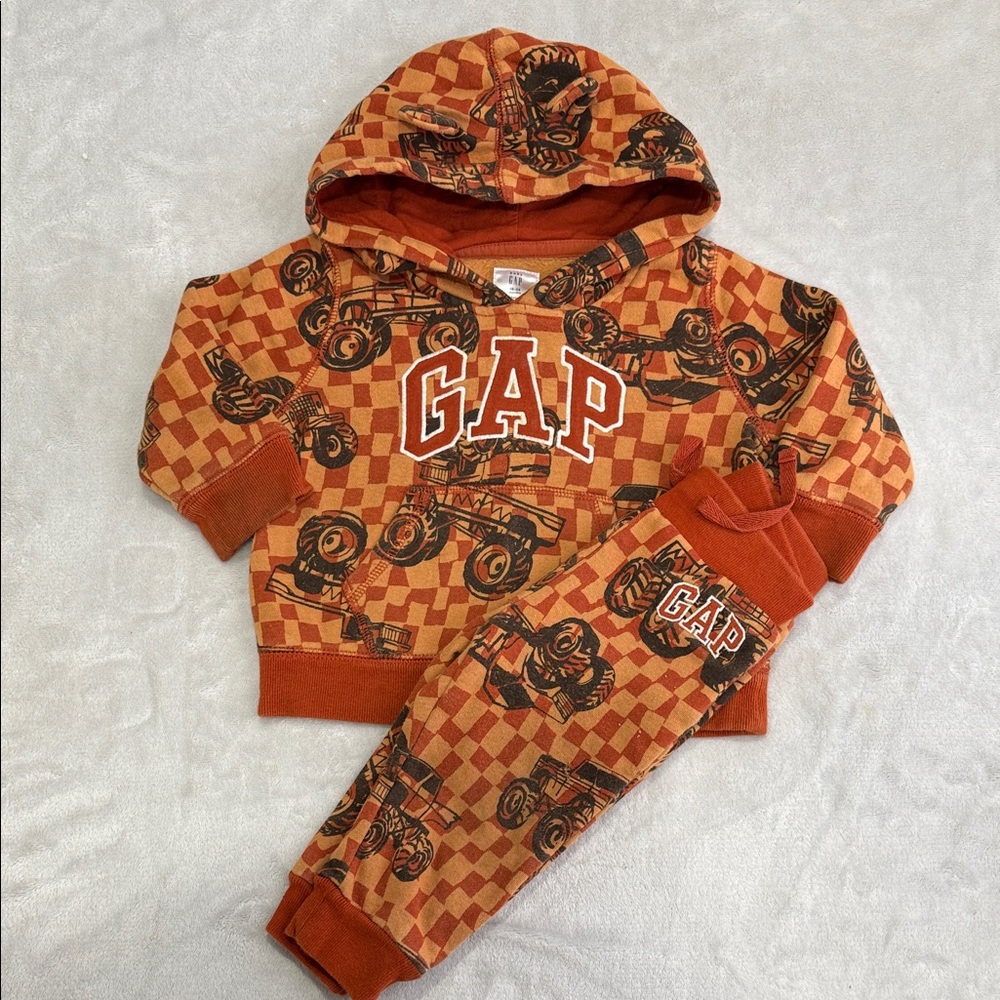 GAP Kids Orange Checkered Hoodie and Joggers